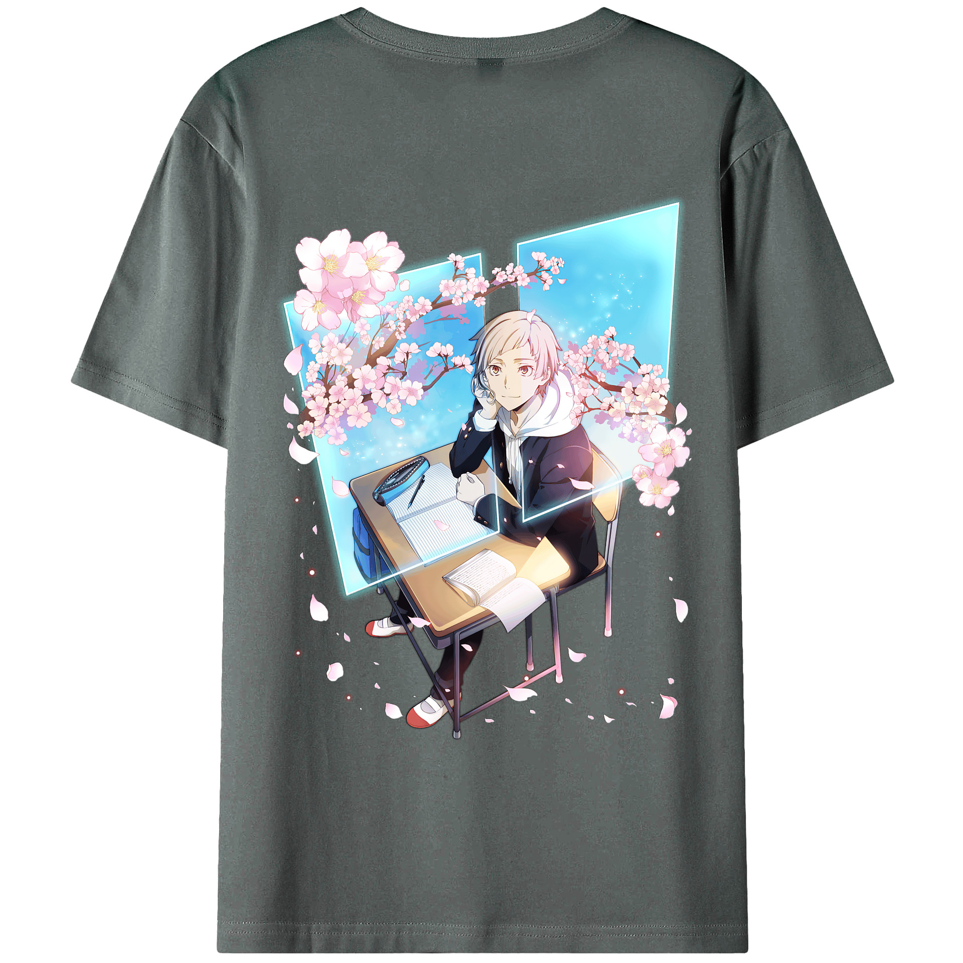 （画像用） 文豪ストレイドッグス Bungo Stray Dogs 綿100％ メンズ半袖Tシャツ（バックプリント） 通気性